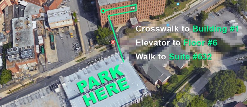 Need a dentist nearby? Park in Building 1 parking deck. Take the crosswalk to level C. Then take the first elevators you see to level 6. Our suite #632 is located at the end of the hall.