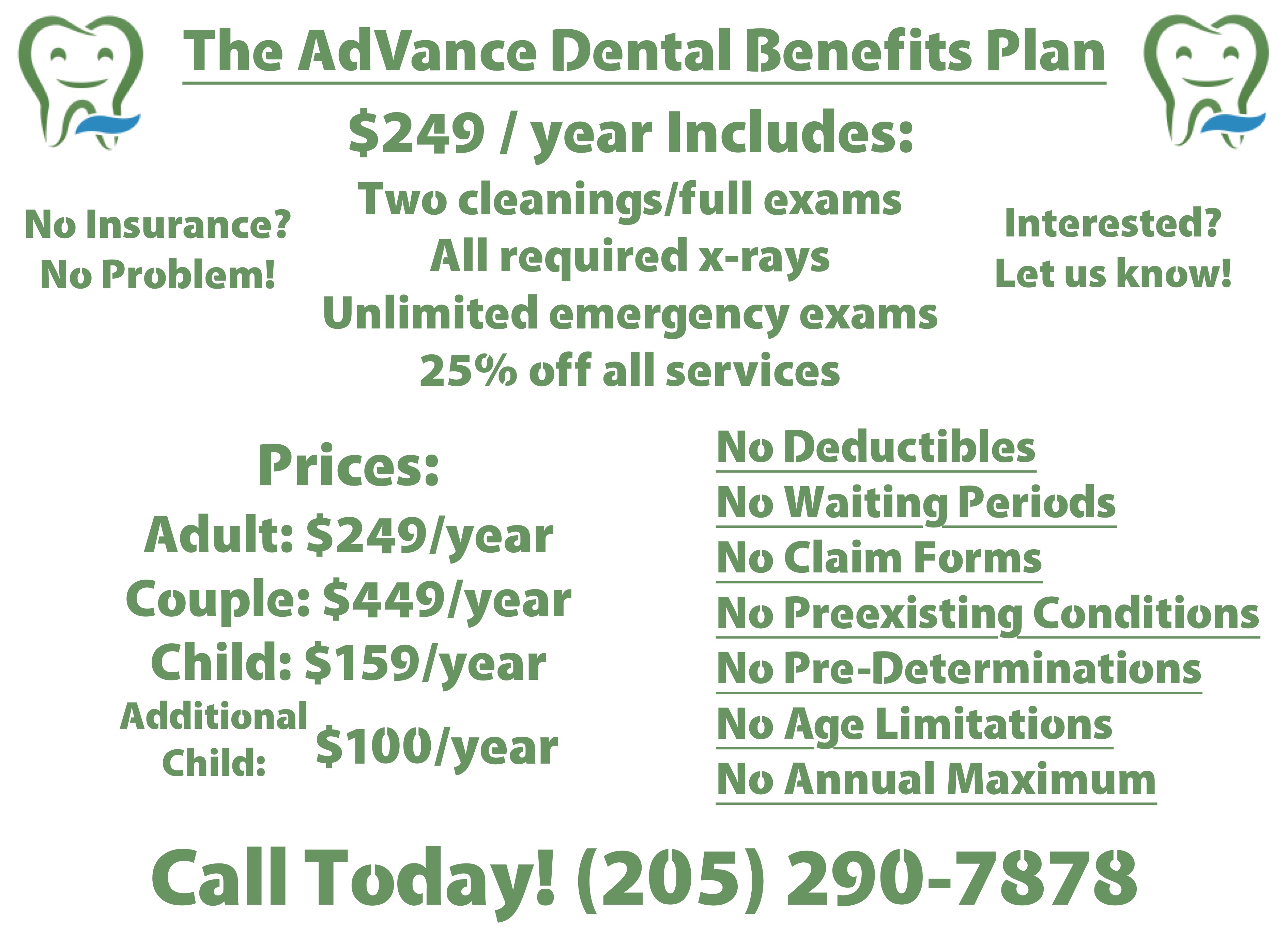 Advance dental benefits plan
